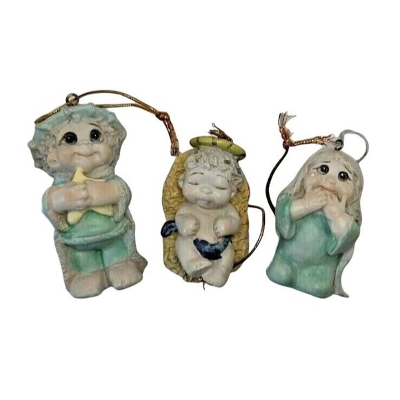 6 VTG 2001 Mini Dreamsicle Nativity Ornaments Holy Family Polystone Boxed - Picture 5 of 11